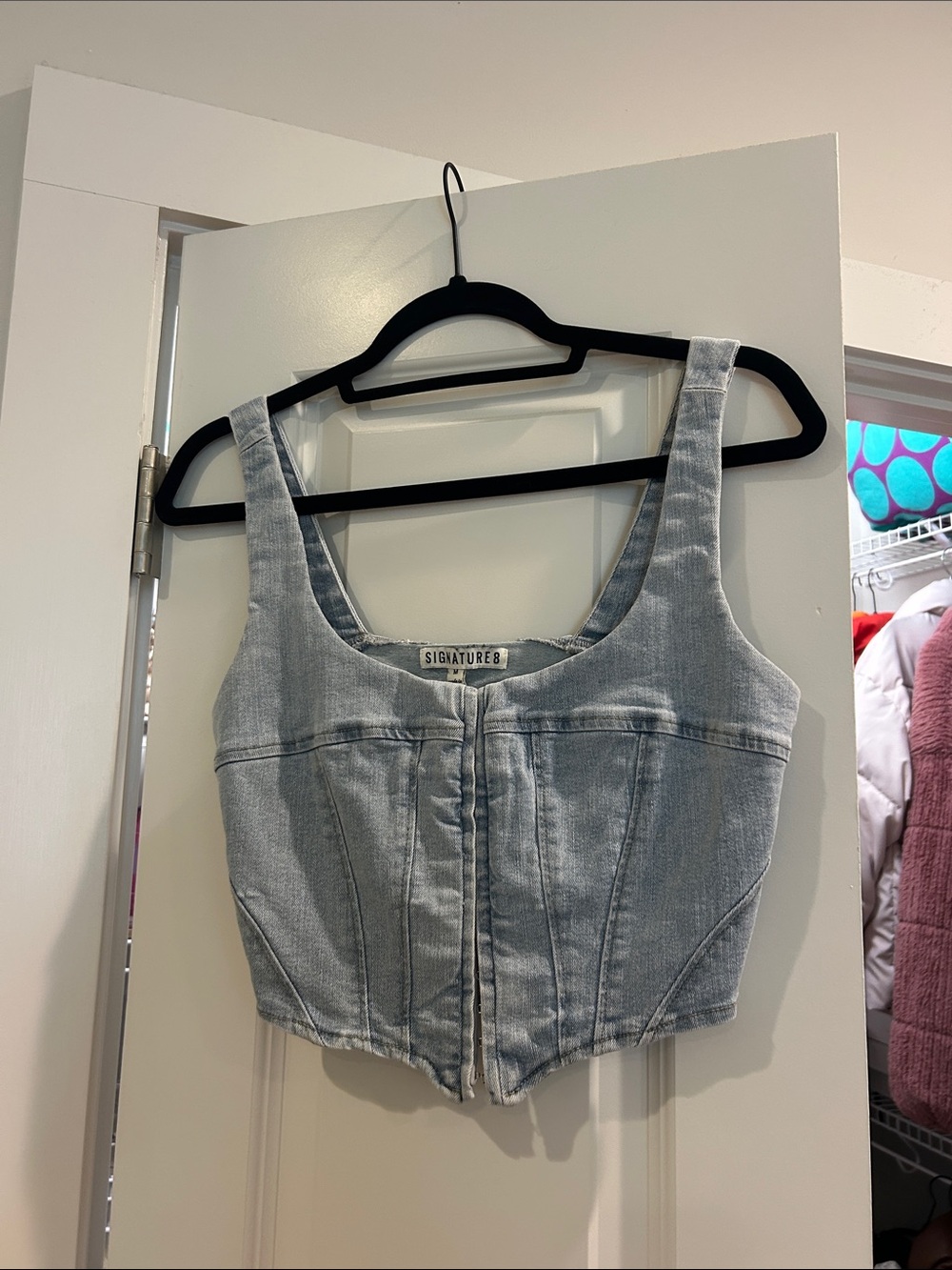 Signature8 Light Wash Denim Corset Tank